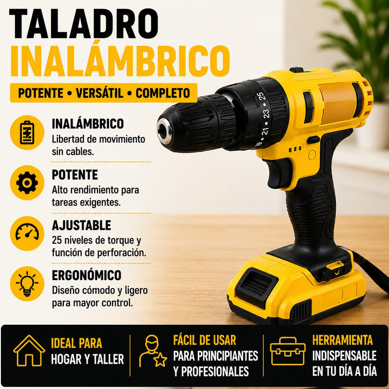 Taladro Eléctrico Inalámbrico 2 Baterías
